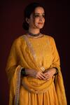 Buy_Pants And Pajamas_Yellow Kota Brahspati Foil Print Dupatta_Online_at_Aza_Fashions