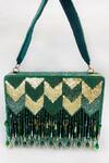 Buy_Kainiche By Mehak_Green Sequins, Beads Inara Embellished Handbag _at_Aza_Fashions
