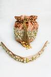 Kainiche By Mehak_Gold Embroidery, Beads Sehej Embellished Potli Bag _Online_at_Aza_Fashions