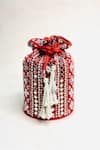 Buy_Kainiche By Mehak_Red Embroidery Mirror Embellished Potli Bag _Online_at_Aza_Fashions