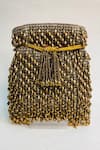 Buy_Kainiche By Mehak_Brown Beads, Embroidery Ritz Drop Potli Bag With Sling _at_Aza_Fashions