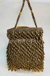 Buy_Kainiche By Mehak_Brown Beads, Embroidery Ritz Drop Potli Bag With Sling _Online_at_Aza_Fashions
