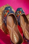 Shop_HOUSE OF EKARA_Blue Embroidered Wilderness Juttis _at_Aza_Fashions