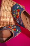 HOUSE OF EKARA_Blue Embroidered Wilderness Juttis _Online_at_Aza_Fashions