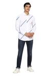 Buy_Noonoo_White 100% Giza Cotton Embroidered Zig Zag Blur Shirt _at_Aza_Fashions