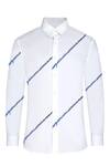 Noonoo_White 100% Giza Cotton Embroidered Zig Zag Blur Shirt _Online_at_Aza_Fashions