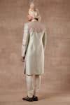 Shop_Gargee Designers_Grey Raw , Cotton Mughal Embroidered Sherwani Set _at_Aza_Fashions