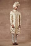 Buy Gargee Designers Beige Raw , Cotton Floral Embroidered Sherwani Set Online at Aza Fashions Buy_Gargee Designers_Beige Raw , Cotton Floral Embroidered Sherwani Set _Online_at_Aza_Fashions