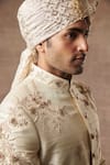 Shop Gargee Designers Beige Raw , Cotton Floral Embroidered Sherwani Set Online at Aza Fashions Shop_Gargee Designers_Beige Raw , Cotton Floral Embroidered Sherwani Set _Online_at_Aza_Fashions