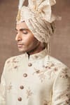 Gargee Designers Beige Raw , Cotton Floral Embroidered Sherwani Set at Aza Fashions Gargee Designers_Beige Raw , Cotton Floral Embroidered Sherwani Set _at_Aza_Fashions