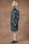Shop Gargee Designers Green Raw , Cotton Bird, Floral Embroidered Sherwani Set Online at Aza Fashions Shop_Gargee Designers_Green Raw , Cotton Bird, Floral Embroidered Sherwani Set _Online_at_Aza_Fashions