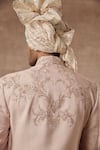 Shop_Gargee Designers_Peach , Cotton Floral Embroidered Sherwani Set _at_Aza_Fashions