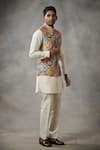 Gargee Designers_Multi Color Chanderi , Cotton Floral Bundi And Kurta Set _Online_at_Aza_Fashions