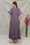 Shop_Abhi Singh_Purple Organza Embroidered Floral Round Cape Tunic  _at_Aza_Fashions