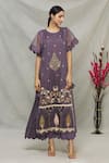 Buy_Abhi Singh_Purple Organza Embroidered Floral Round Cape Tunic  _Online_at_Aza_Fashions