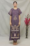 Shop_Abhi Singh_Purple Organza Embroidered Floral Round Cape Tunic  _Online_at_Aza_Fashions