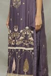 Abhi Singh_Purple Organza Embroidered Floral Round Cape Tunic  _at_Aza_Fashions