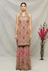 Buy_Abhi Singh_Pink Georgette Embroidered Floral Mandarin Zardozi Kurta Gharara Set  _Online_at_Aza_Fashions