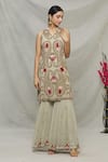 Buy_Abhi Singh_Grey Georgette Embellished Paisley Mandarin Collar Kurta And Gharara Set  _at_Aza_Fashions