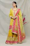 Buy_Abhi Singh_Yellow Georgette Embroidered Floral Round Zardozi Kurta Gharara Set  _at_Aza_Fashions