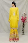 Shop_Abhi Singh_Yellow Georgette Embroidered Floral Round Zardozi Kurta Gharara Set  _at_Aza_Fashions