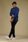 Hilo Design_Blue Cotton Plain Striped Shirt _Online_at_Aza_Fashions