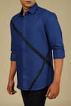 Buy_Hilo Design_Blue Cotton Plain Striped Shirt _Online_at_Aza_Fashions