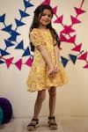 Buy_TINY COLOUR_Yellow Printed Block Marigold Dress _at_Aza_Fashions