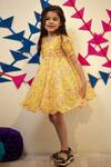 TINY COLOUR_Yellow Printed Block Marigold Dress _at_Aza_Fashions