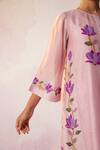 Shop_Shivani Bhargava_Purple Handwoven Chanderi Cross Stitch Embroidery Floral Round Bahaar Kurta _Online_at_Aza_Fashions