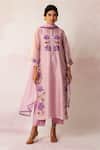 Buy_Shivani Bhargava_Purple Bahaar Chanderi Bordered Dupatta_at_Aza_Fashions