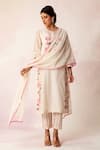 Buy_Shivani Bhargava_White Kurta Handwoven Chanderi Printed Floral Round Bahaar Set  _at_Aza_Fashions