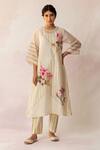 Buy_Shivani Bhargava_White Dupatta Chanderi, Kurta Handwoven Chanderi, Pant Cotton Bahaar Set_at_Aza_Fashions