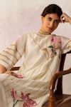 Shivani Bhargava_White Dupatta Chanderi, Kurta Handwoven Chanderi, Pant Cotton Bahaar Set_at_Aza_Fashions