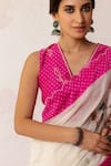 Shivani Bhargava_White Saree Handwoven Chanderi Embroidered Cross Stitch  _at_Aza_Fashions