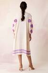 Shop_Shivani Bhargava_White Linen Cotton Printed Floral V Neck Bahaar Dress _at_Aza_Fashions