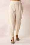 Buy_Shivani Bhargava_Beige Cotton Bahaar Pintuck Straight Pant _Online_at_Aza_Fashions