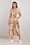 Buy_Bohame_Beige Modal Printed Tie And Dye Round Freya & Dress _at_Aza_Fashions