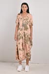 Bohame_Beige Modal Printed Tie And Dye Round Freya & Dress _Online_at_Aza_Fashions