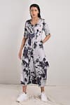 Buy_Bohame_Grey Modal Printed Tie And Dye Round Emma & Dress _at_Aza_Fashions