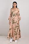 Buy_Bohame_Beige Modal Printed Tie And Dye Round Florence & Dress _at_Aza_Fashions