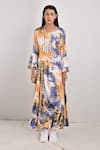 Buy_Bohame_White Modal Printed Tie And Dye Round Eva & Dress _at_Aza_Fashions