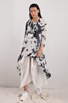 Buy_Bohame_White Crepe Printed Tie And Dye Round Erin & Layered Dress _at_Aza_Fashions