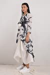 Bohame_White Crepe Printed Tie And Dye Round Erin & Layered Dress _Online_at_Aza_Fashions