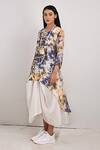Buy_Bohame_Beige Crepe Arla Tie And Dye Print Layered Dress_Online_at_Aza_Fashions