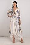 Buy_Bohame_White Crepe Printed Tie And Dye Round Darcy & Layered Dress _at_Aza_Fashions