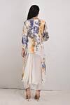 Shop_Bohame_White Crepe Printed Tie And Dye Round Darcy & Layered Dress _at_Aza_Fashions