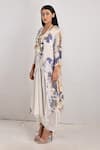 Bohame_White Crepe Printed Tie And Dye Round Darcy & Layered Dress _Online_at_Aza_Fashions