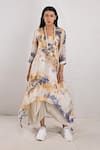 Buy_Bohame_Beige Crepe Printed Tie And Dye Round Cressida & Layered Dress _at_Aza_Fashions