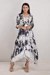 Buy_Bohame_White Crepe Printed Tie And Dye Round Harriet & Layered Dress _at_Aza_Fashions